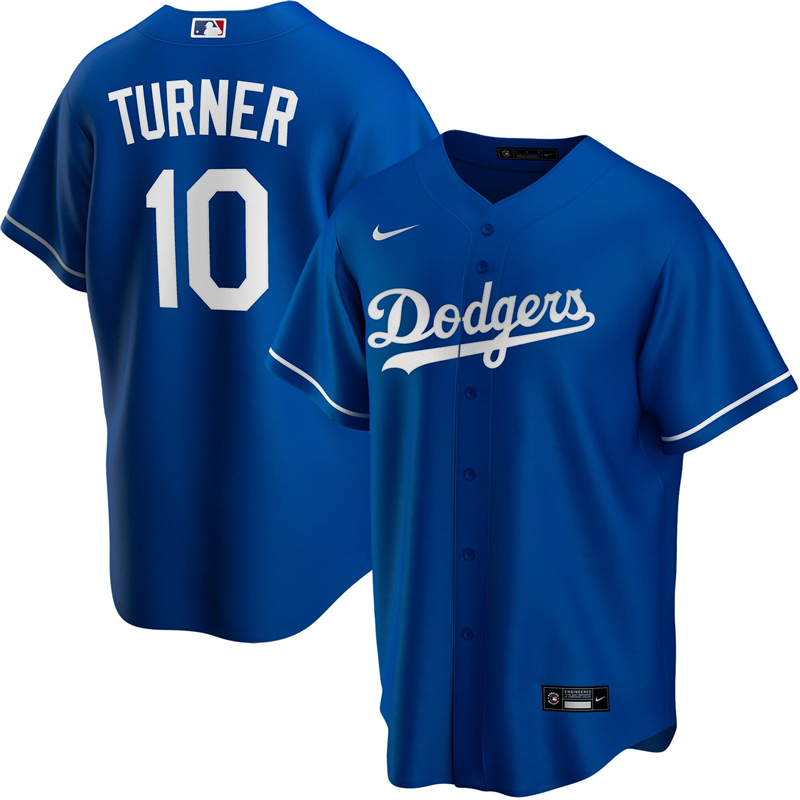 2020 MLB Men Los Angeles Dodgers Justin Turner Nike Royal Alternate 2020 Replica Player Jersey 1->customized mlb jersey->Custom Jersey